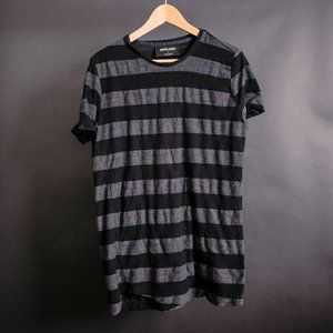 Anerkjendt Black/Gray Striped Short Sleeve Men T